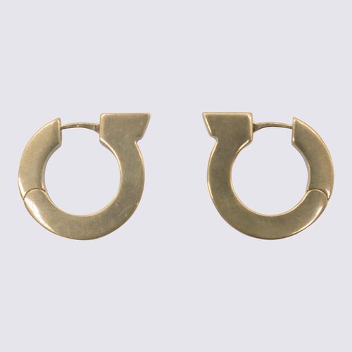Gold Brass Hoop Gancini Earrings - Ferragamo - Modalova