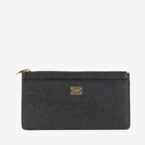 Dauphine Leather Card Case With Zipper - Dolce & Gabbana - Modalova