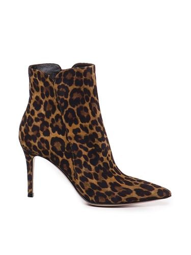 Levy 85 Ankle Boot In Leopard-print Suede - Gianvito Rossi - Modalova