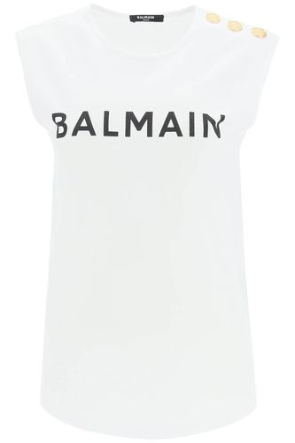 Logo Print Sleeveless T-shirt - Balmain - Modalova