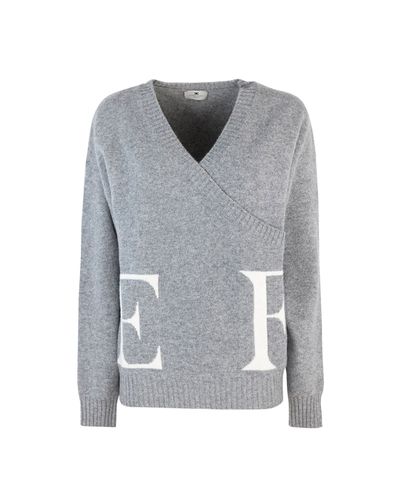 Crossover Knitted Jumper - Elisabetta Franchi - Modalova