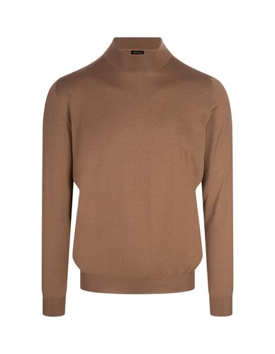 Camel Silk And Cashmere Mock-neck Pullover - Kiton - Modalova