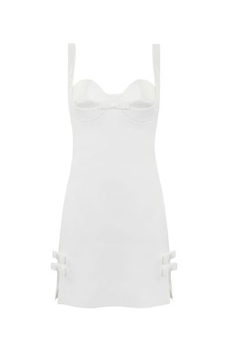 White Crepe Dress With Bows - Elisabetta Franchi - Modalova