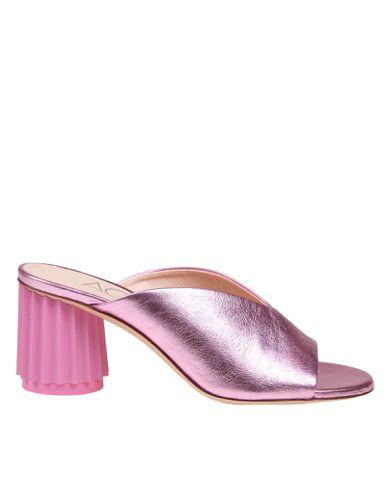 AGL Slides In Pink Metallic Leather - AGL - Modalova