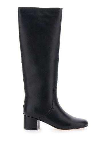 Knee High Boots With Round Toe In Leather Woman - TwinSet - Modalova