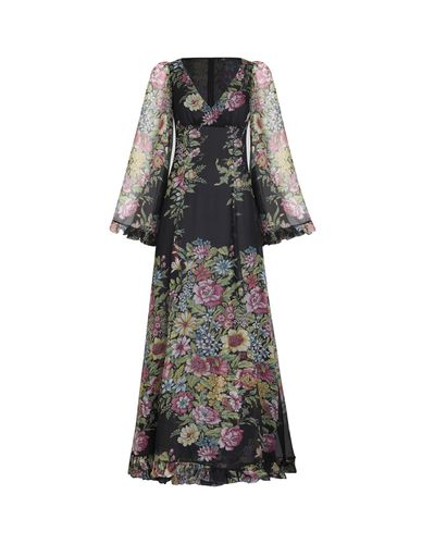 Silk Long Dress With Floral Motif - Etro - Modalova