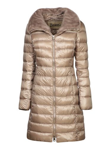 Herno Elisa Long Ecofur Taupejacket - Herno - Modalova