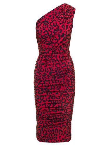 One-shoulder Leopard-print Midi Dress In Jersey Woman - Dolce & Gabbana - Modalova