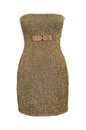 Gold Lurex Tweed Dress - Elisabetta Franchi - Modalova