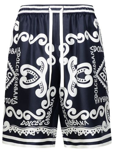 Bermuda Shorts Navy Silk Joggers - Dolce & Gabbana - Modalova