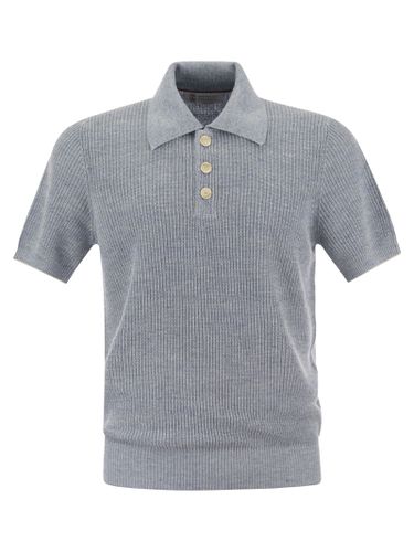 Linen And Cotton Half-rib Knit Polo Shirt - Brunello Cucinelli - Modalova