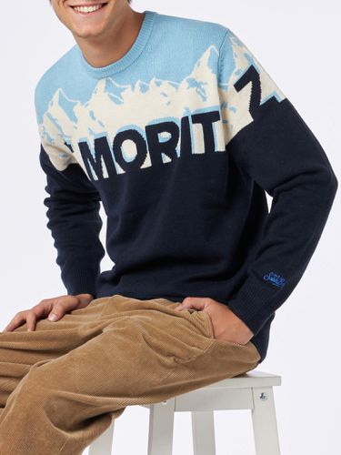 Man Crewneck Sweater With St. Moritz Postcard Jacquard - MC2 Saint Barth - Modalova