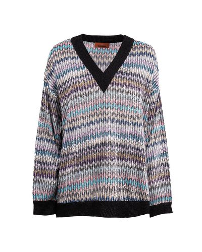 Sequin Embellished Oversized V-neck Jumper - Missoni - Modalova