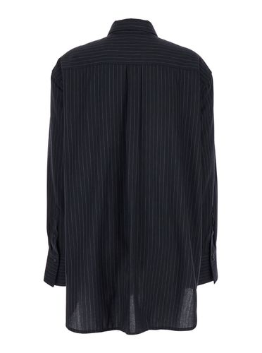 Black Shirt With Striped Patterns In Wool Blend Woman - Totême - Modalova