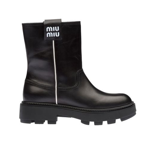 Miu Miu Leather Logo Boots - Miu Miu - Modalova