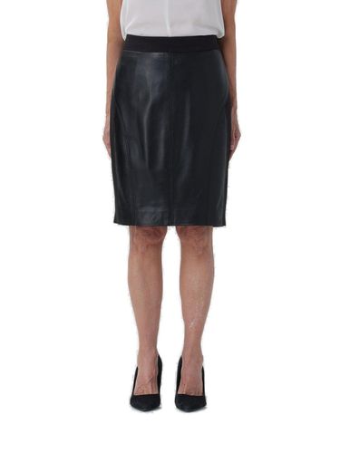 High-waist Zipped Leather Skirt - Pinko - Modalova