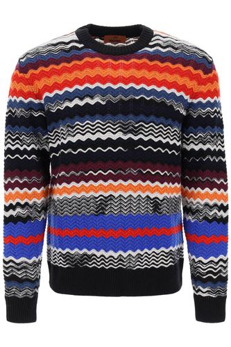 Crew-neck Sweater With Multicolor Herringbone Motif - Missoni - Modalova