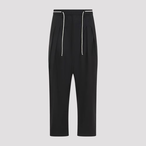 Pleated Drawstring Structured Wool Trousers - Mordecai - Modalova