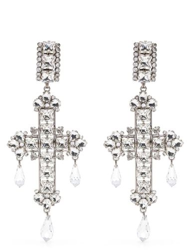 Crystal Cross Earrings - Alessandra Rich - Modalova