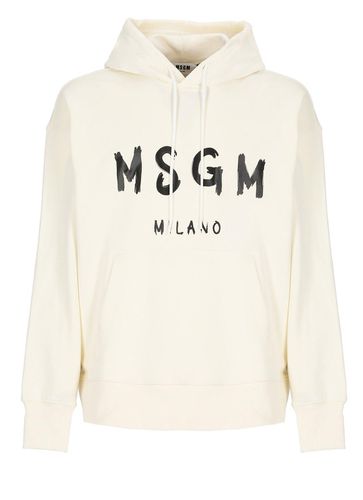 MSGM Logo Printed Drawstring Hoodie - MSGM - Modalova