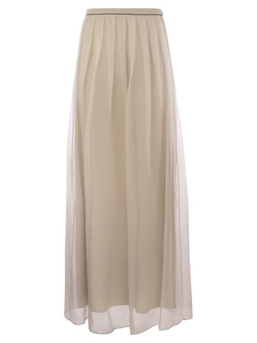 Crispy Silk Pleated Midi Skirt With Shiny Waistband - Brunello Cucinelli - Modalova