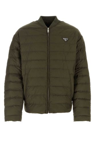 Army Green Polyester Down Jacket - Prada - Modalova