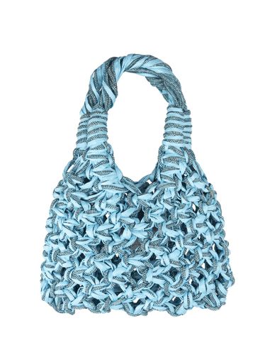 Aquamarine Vannifique Bag In Raffia And Crystals - Hibourama - Modalova
