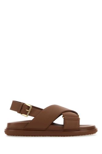 Brown Leather Fussbett Sandals - Marni - Modalova
