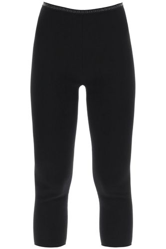 Cropped Leggings With Crystal-studded Logoed Band - Alexander Wang - Modalova