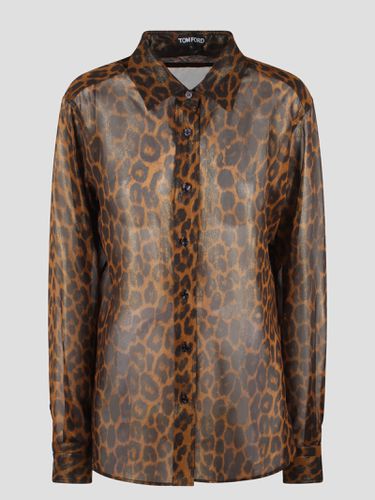 Laminated Leopard Printed Georgette Shirt - Tom Ford - Modalova