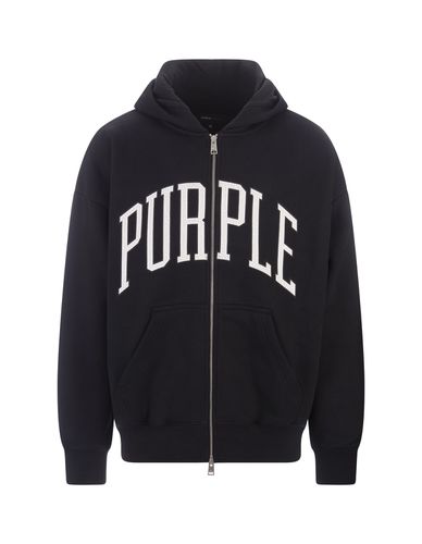 Zip Up Hoodie With Logo - Purple Brand - Modalova