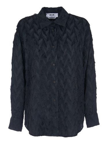 Long Sleeved Patterned Frayed Shirt - MSGM - Modalova