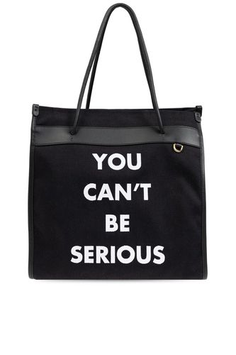 Slogan Printed Top Handle Bag - Moschino - Modalova