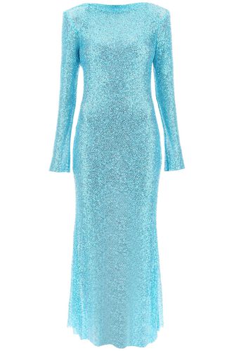 Turquoise Sequin Long Dress With Cut-out - self-portrait - Modalova
