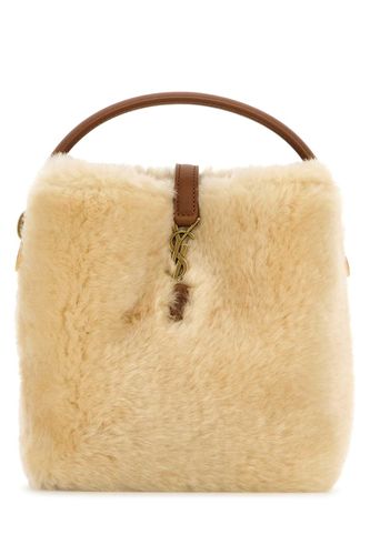 Beige Shearling Mini Le 37 Bucket Bag - Saint Laurent - Modalova