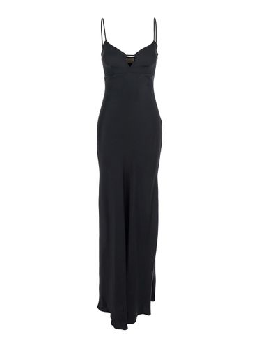 Long Dress With Thin Shoulder Straps And Metallic Logo Plaque On The Back In Tech Fabric Woman - TwinSet - Modalova