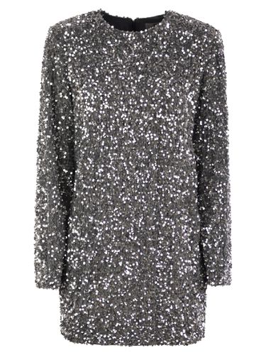 Embroidered Boxy Mini Dress In Chenille With Sequins - Elisabetta Franchi - Modalova