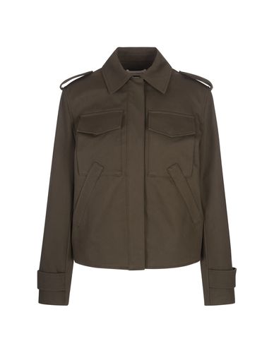 Boxy Short Jacket With Blouse Sleeves In Khaki - Alexander McQueen - Modalova