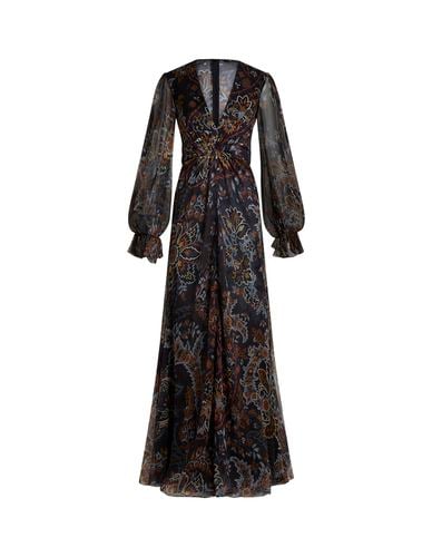 Long Dress In Printed Black Silk - Etro - Modalova