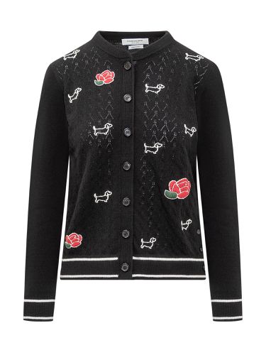 Cardigan With Rose And Hector Logo - Thom Browne - Modalova