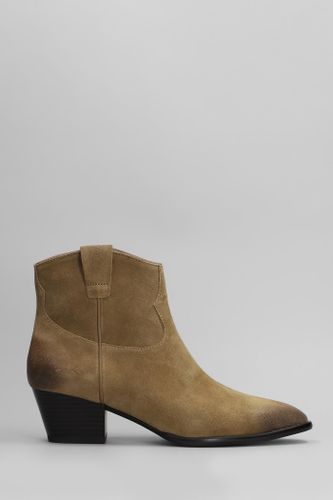 Fame Texan Ankle Boots In Suede - Ash - Modalova