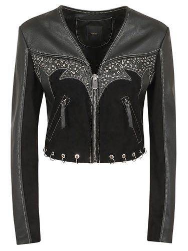 Leather And Suede Biker Jacket - Pinko - Modalova