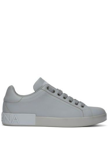 Portofino New Grey Low-top Sneakers With Contrasting Logo In Leather Man - Dolce & Gabbana - Modalova