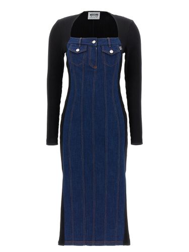 Denim & Ribbed Midi Dress - M05CH1N0 Jeans - Modalova