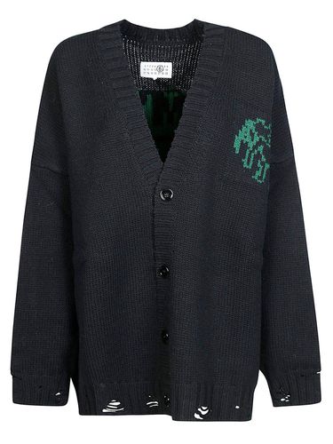 Intarsia Knitted Distressed Cardigan - MM6 Maison Margiela - Modalova