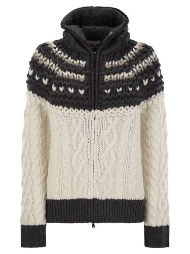 Opera Mountain Cables Cashmere Feather Cardigan With Handmade Hood - Brunello Cucinelli - Modalova