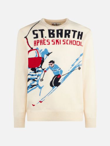 Man Crewneck Sweater With St. Barth Après Ski School Postcard Jacquard Print - MC2 Saint Barth - Modalova