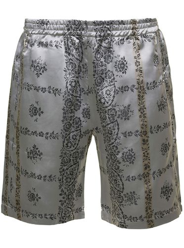 Silver Shorts With Al-over Floreal Print In Cupro Woman - Needles - Modalova