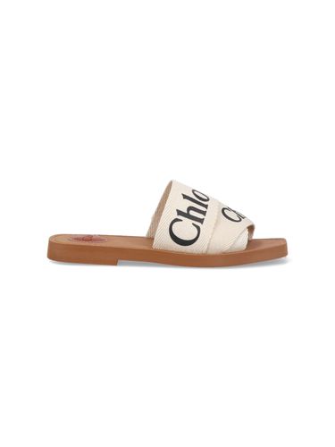 Chloé White Woody Flat Sabot - Chloé - Modalova