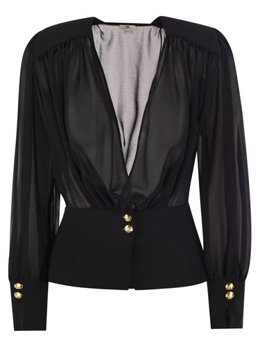 Long-sleeve V-neck Top - Elisabetta Franchi - Modalova